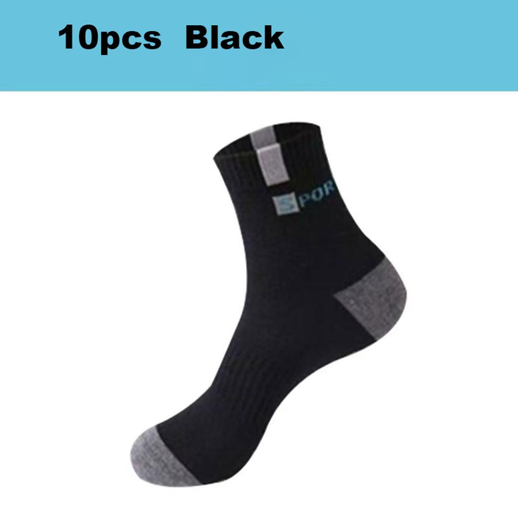 5 Pairs Socks For Men Sport Breathable Soft Letter Fashion Sneakers High Elastic Middle Tube Stocking Towel Sox Summer Running