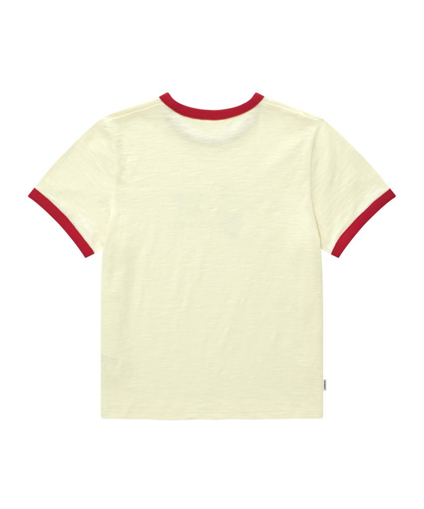 COVERNAT WOMAN Elephant Graphic Ringer T-Shirt Cream