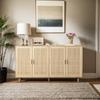 158CM Elegant and Functional 4-Door Rattan Decorative Storage Cabinet,for Bedroom,Living Room,Office