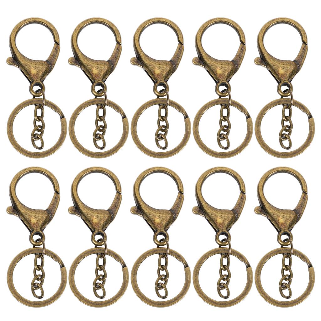 10Pcs Key Chain Plating Non Fading Simple Keychain Bag Buckle Lobster Clasp Hook(Antique Brass )