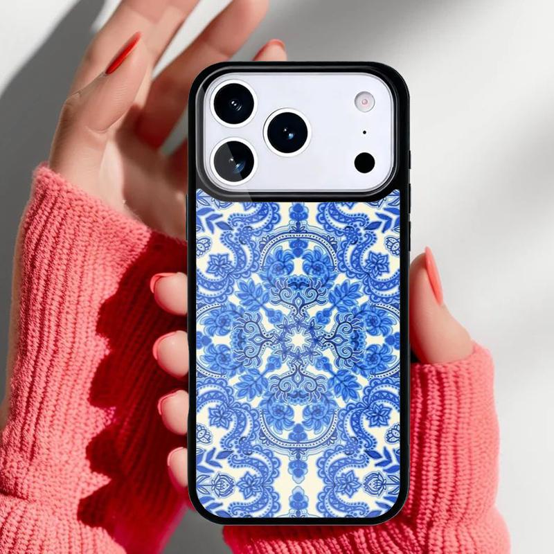 

Blue And White Porcelain Phone Case for iPhone 17 16 15 14 13 Pro Max Back Cover for 12 11 Pro Coque iPhone17 Pro Max