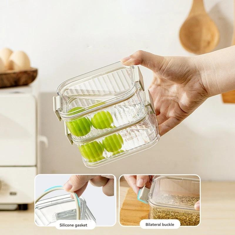 3/5pcs Household Stackable Food Sealing Jar Multi-layered Seasoning Storage Box Portable All-In-One Kitchen Spices Beans Storage Jar