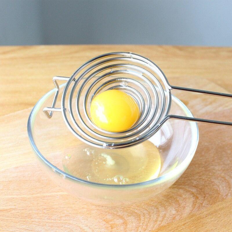 Nuovo acciaio inossidabile creativo lungo manico bianco d'uovo tuorlo d'uovo separatore uovo filtro uovo liquido netto gadget da cucina