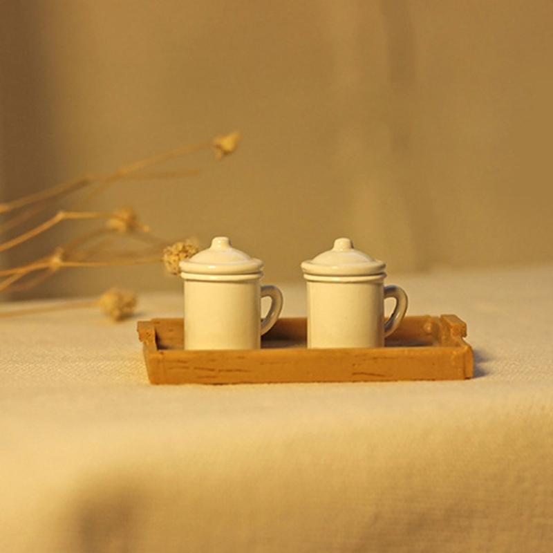 1/12 1/6 Toy Model Tooth Mug Pretend for Play Mini Drinking Cup Role for Play Dollhouse Kitchen Accs Girls Party Favor S