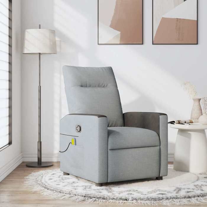 VidaXL Reclining Massage Chair Light Grey Fabric, Massage Chair, Armchair, Sofa Armchair, Office Chair 4104832