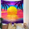 Tropical Sunset with Palm Trees Patterned Tapestry Decorative Wall Hanging, Home Bedroom Living Room Decor