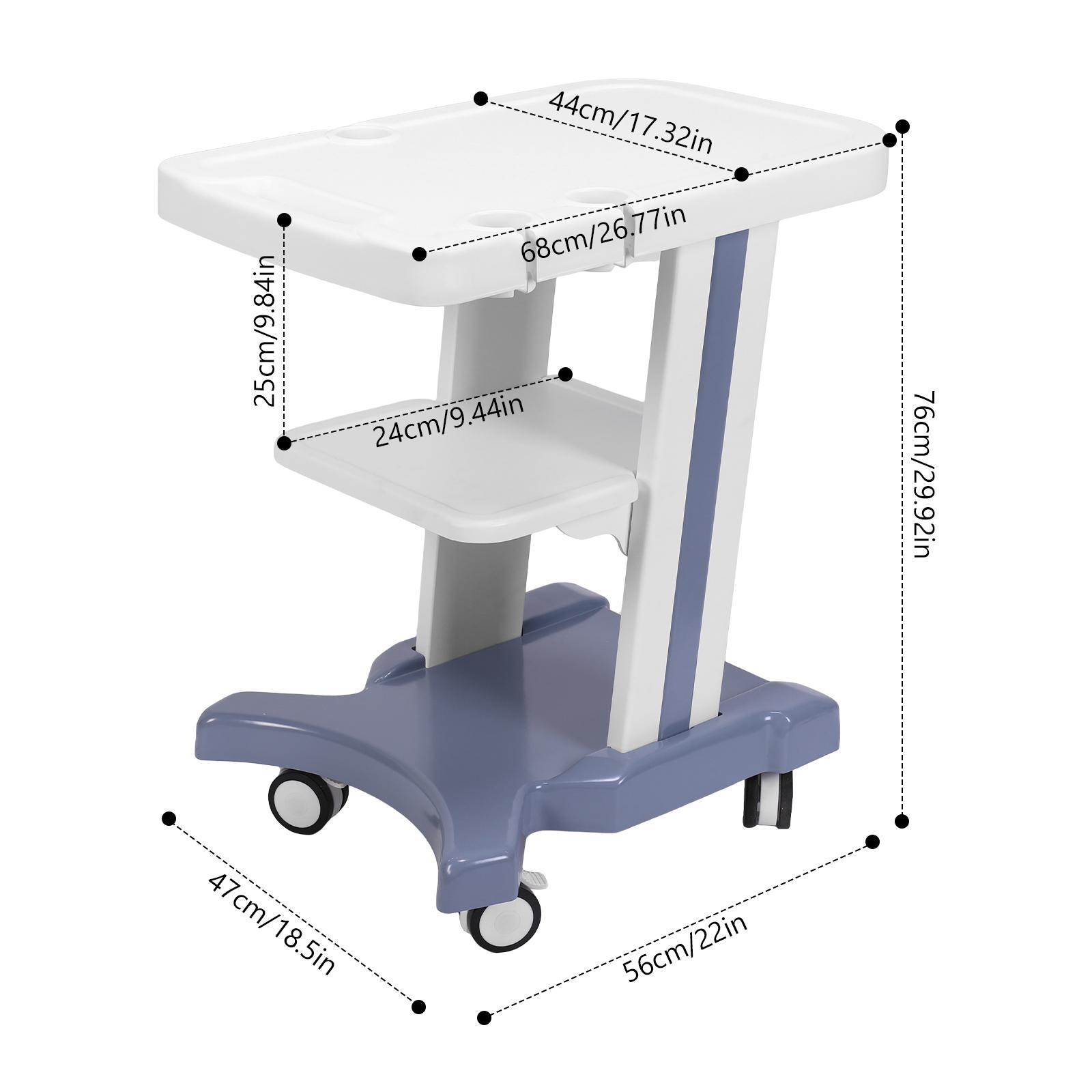 

3 Tier Ultrasound Rolling Cart With Wheels Beauty Salon Storage Utility Trolley Detachable & Mobile for Dental Clinics Hospitals