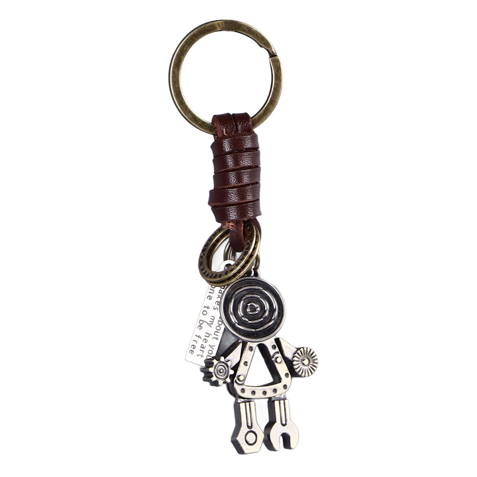 

Винтажный брелок-робот с подвижными ногами, плетеный кулон из ПУ кожи, брелоки для ключей, рюкзака