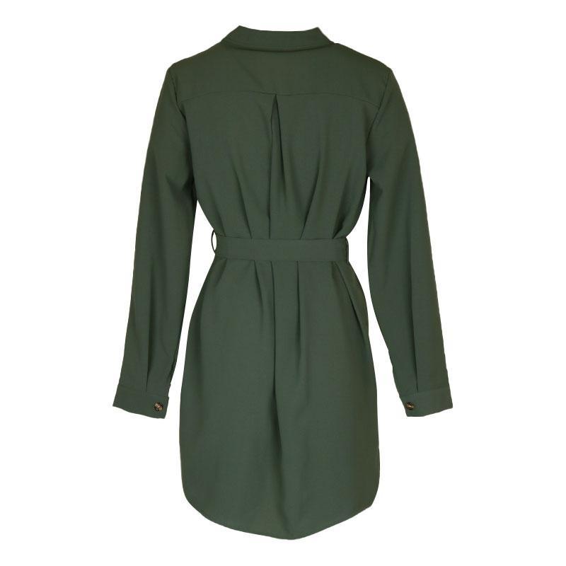 Frauen Herbst Winter Langarm Soild Elegante V-ausschnitt Chiffon A-Line Mid-Länge Hohe Taille Kleid