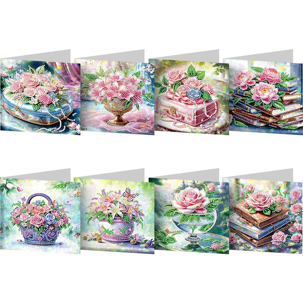 8/12PCS DIY Diamond Art Greeting Cards Rhinestone Diamond Art Mosaic Postcards for Christmas Birthdays Thanksgiving and Holidays