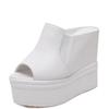 Fashion FHC14cm High Heels Wedges Sandals,Summer Shoe,Platforms Slides,Peep Toe Slippers,Microfiber Leather Slip On,Black,White,Dropship