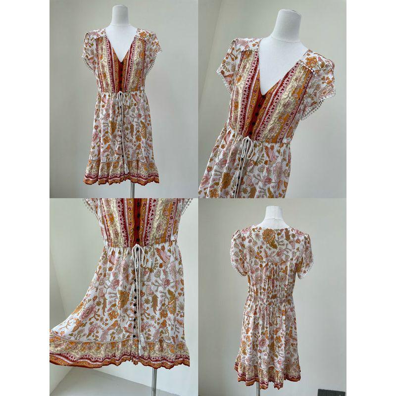 2025 Summer New Foreign Trade Original Garment Niche Design Floral Commuter Temperament Color Dress 9