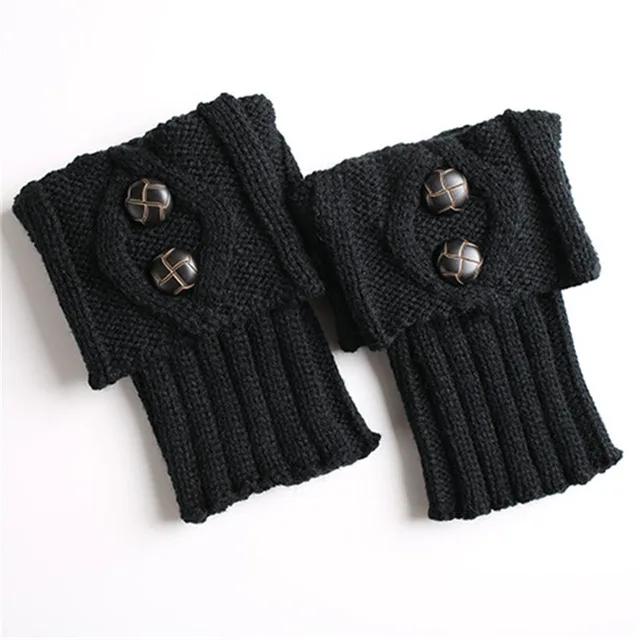Women Knitted Gaiters Leg Warmers for Autumn/Winter Lolita Sweet Girl Short Boot Cuffs Buttons Crochet  Lady Boot Knee High Boot