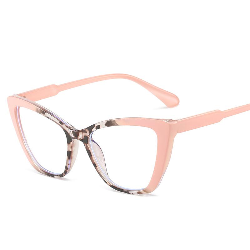 Trendy Pink Cat Eye Glasses Women's New Fashionable Colorful Clear Eyeglasses Female Plastic Anti Blue Light Glasses Frame