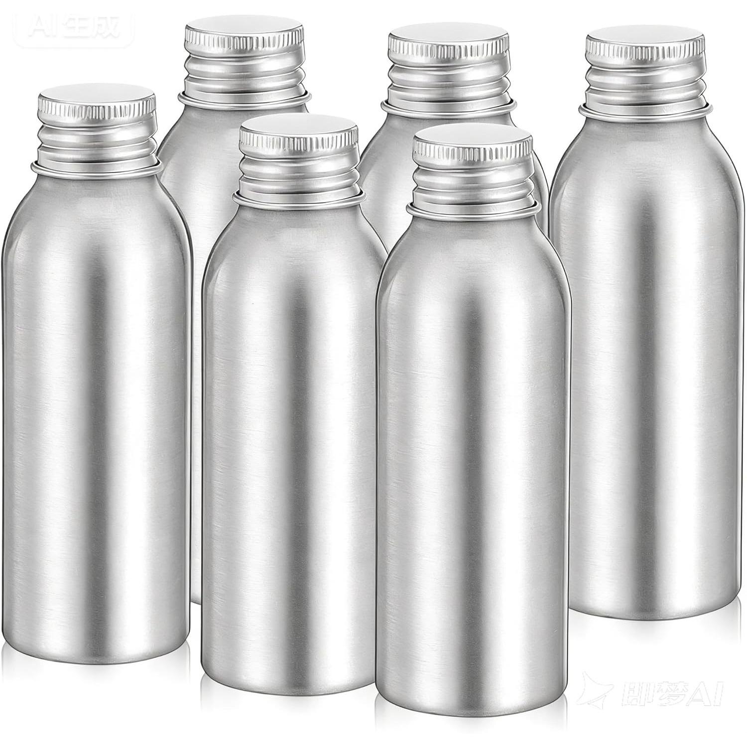 6 Pcs Aluminum Bottle Aluminum Container for Liquid Reagent Bottle Travel Cosmetic s Shampoo Sample Travel Bar Soap Container Perfume Toiletries серебряный