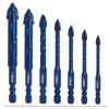 Blue New Four-Blade Serrated Eccentric Drill Bit for Dry-Molded Full-Tile Ceramic, Glass, Marble, Concrete & Stainless Steel