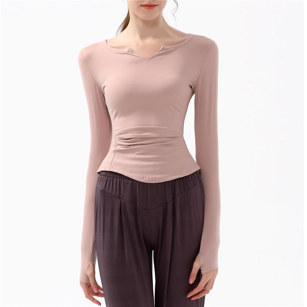 New Spring And Autumn V-neck Sport Top, Yoga Wear, Long-sleeved T-shirt, Professional Running, Quick-drying, Nude Slimming And Fitness Wear For Women