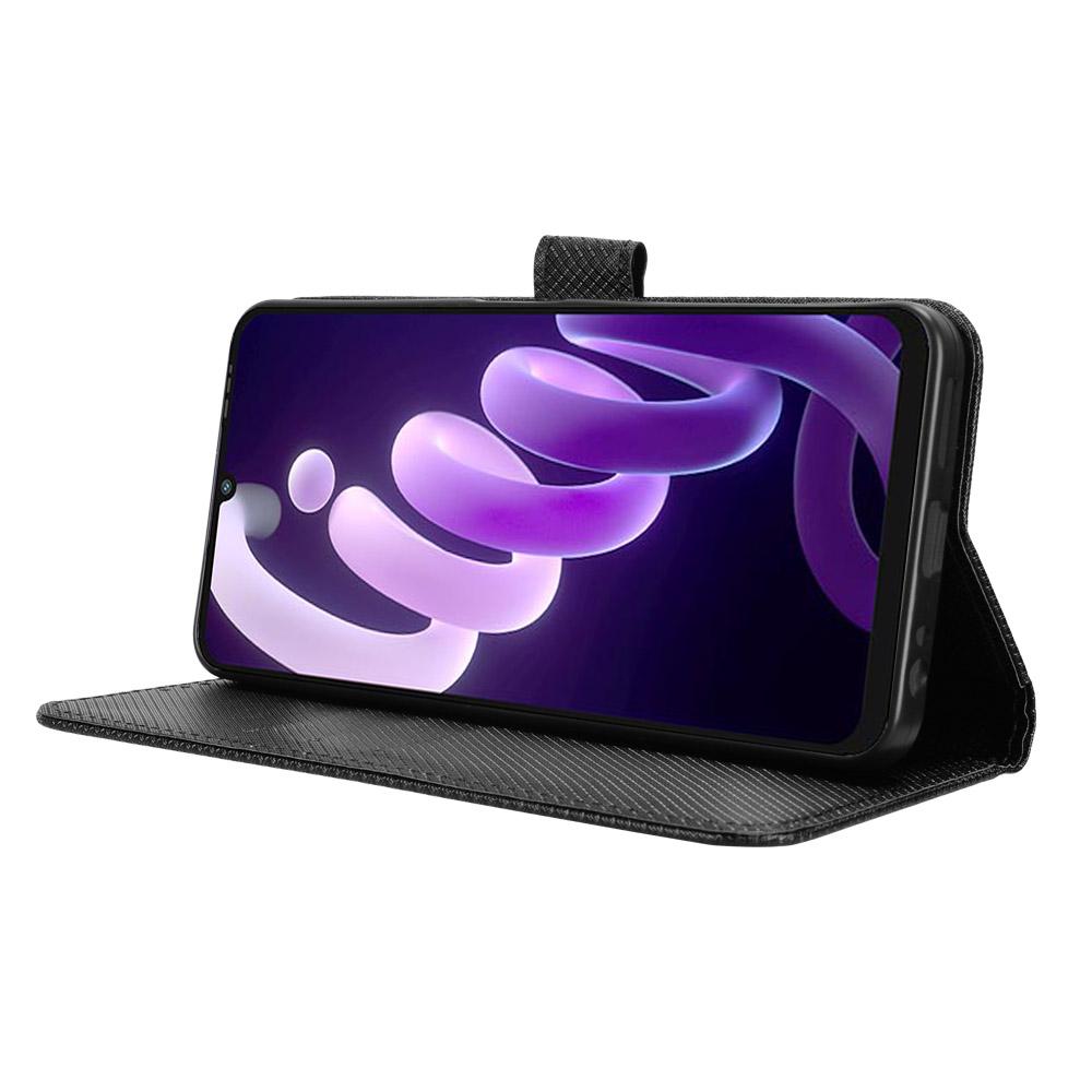 For itel City 100 4G Leather Wallet Case with Strap Diamond Texture Phone Cover