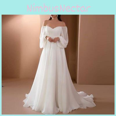 Elegantes einärmeliges Chiffon-Langarmkleid für Hochzeit und Party im klassischen Stil für Damen