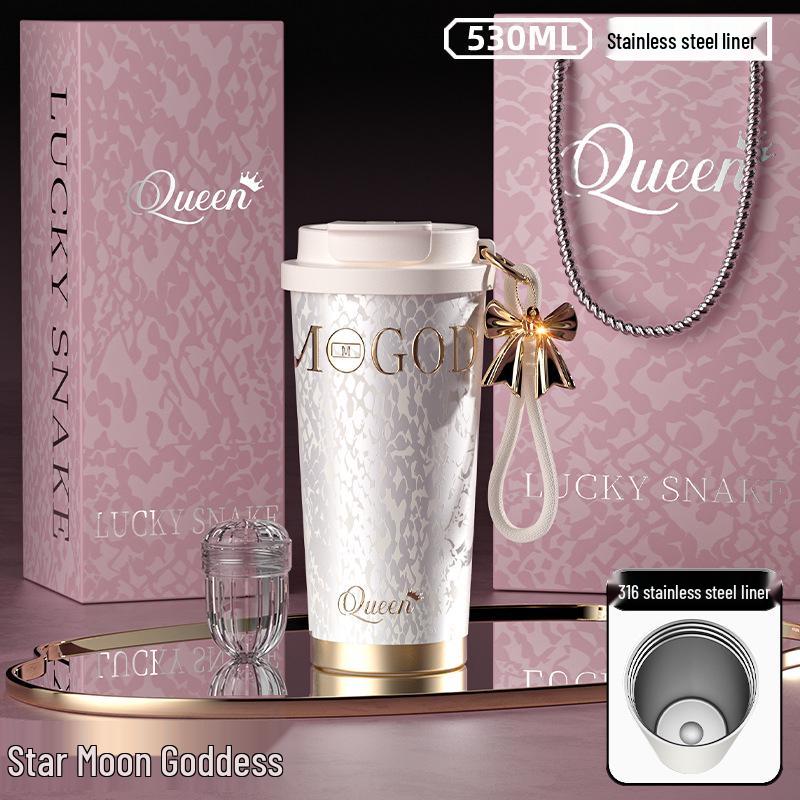 Goddess Ceramic 316 Insulated Coffee/Water Gift Cup with Straw