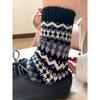 Nordic Fair Isle Wool Slouch Socks - Warm, Retro Ethnic, Extra Thick, Long Winter Style