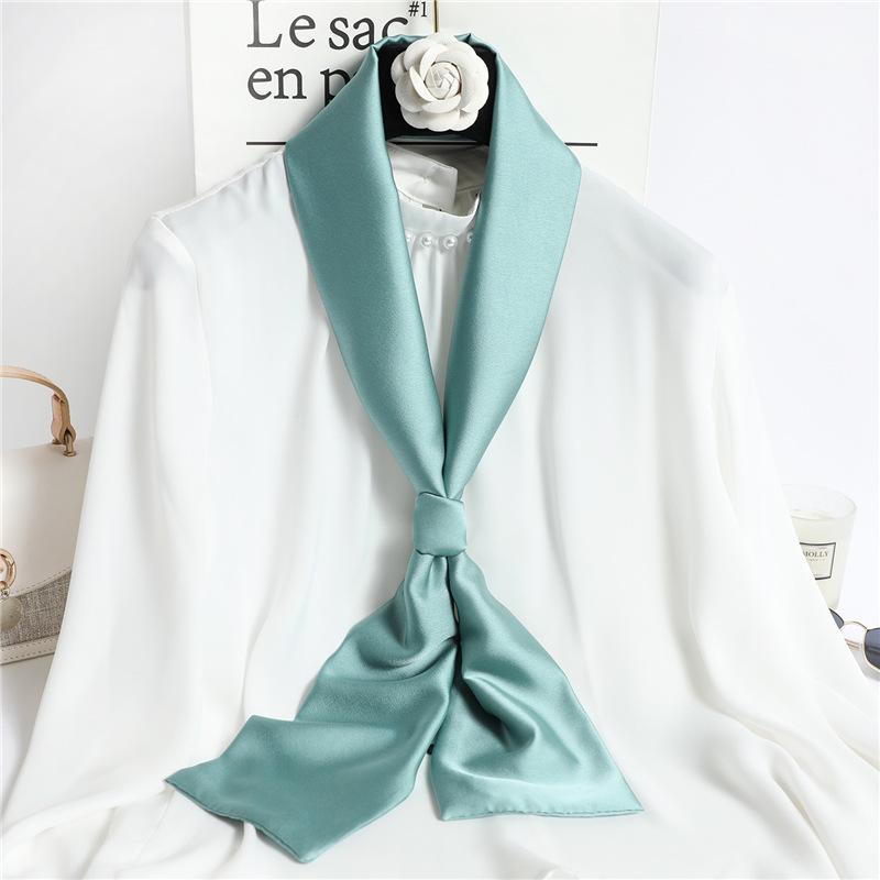 Solid Color Neckerchief Long Hair Scarves Female Silk Satin Neck Scarf For Women 14*145CM Fashion Headbands Plain Bag Scarf 2023