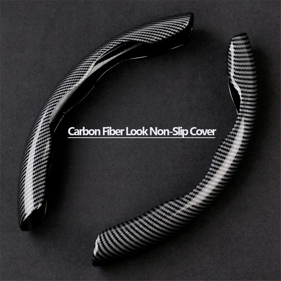 2x 37-38cm Car Steering Wheel Booster Cover Carbon Fiber Look Non-Slip Universal
