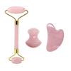 Natural Jade Stone Rose Quartz Jade Roller Gua Sha Facial Massager Set Gouache Scraper Body Wrinkle Remover Beauty Tools