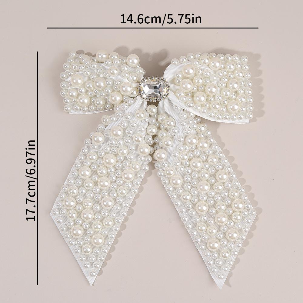 Korean Pearl Bow Hair Clip Elegant Ribbon Hairpin Sweet Rhinestone Handmade Barrette For Women Girls Kids Headdress Accessories