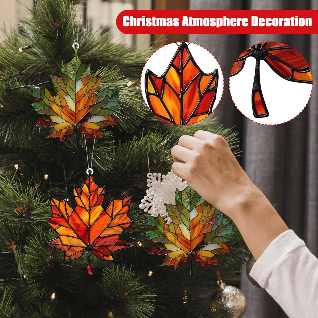 2D Personalized Creative Christmas Leaves Acrylic Flat Pendant Christmas Atmosphere Decoration Pendant