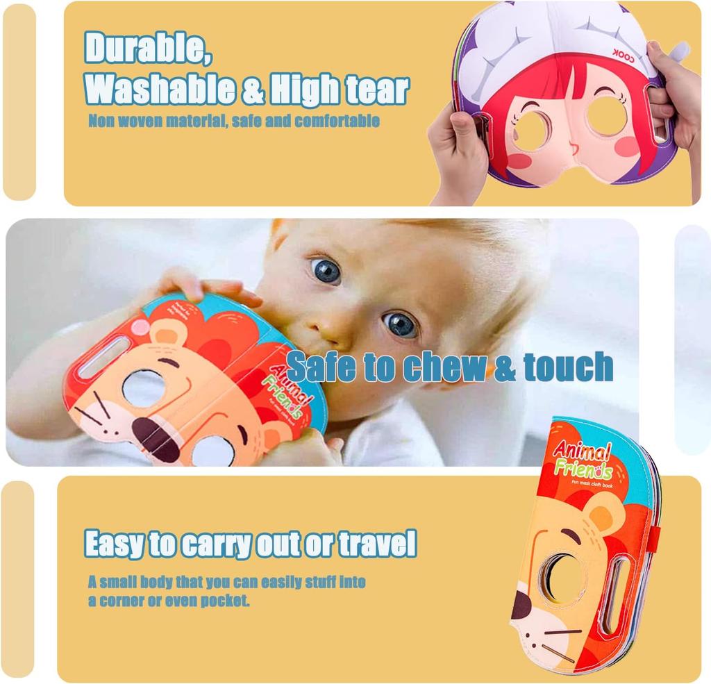 Mask Cloth Book Baby Toy, Animal Fruit Character Role-Playing, Pretend Play Cognitive Learning Toy, Birthday Christmas Gift