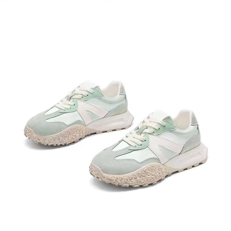 

Ретро атласные кроссовки Форрест Гамп женские весна-лето 2025 универсальные новые студенческие дышащие с мягкой подошвой немецкие тренировочные повседневные кроссовки женские 40 зелёный