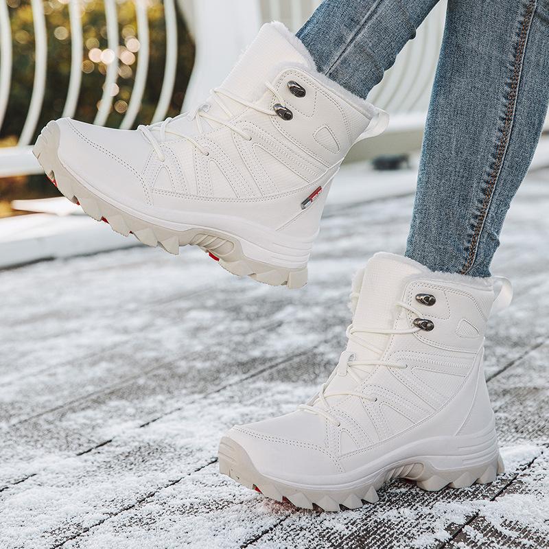 Fashion New Winter Cold Resistance Women Boots Keep Warm Men's Snow Boots Couple Lace-up Outdoor Waterproof Hiking Boots Femme Size 45