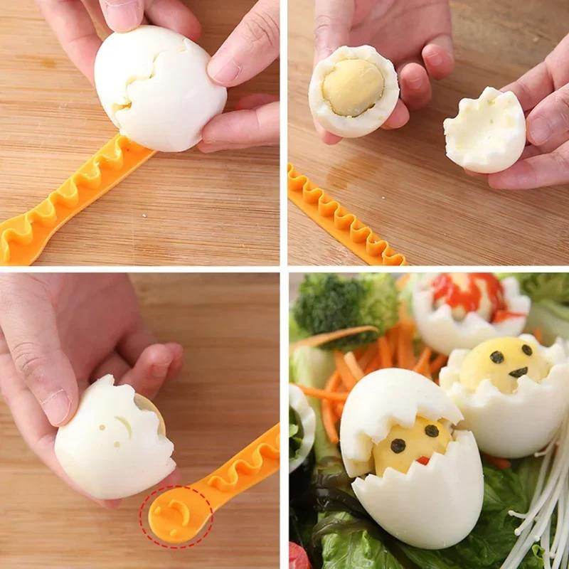 2pcs Fancy Cooked Eggs Cutter Household Boiled Eggs Creative Tools Bento Cut Flower Shaper Egg Tools Kitchen Accessories