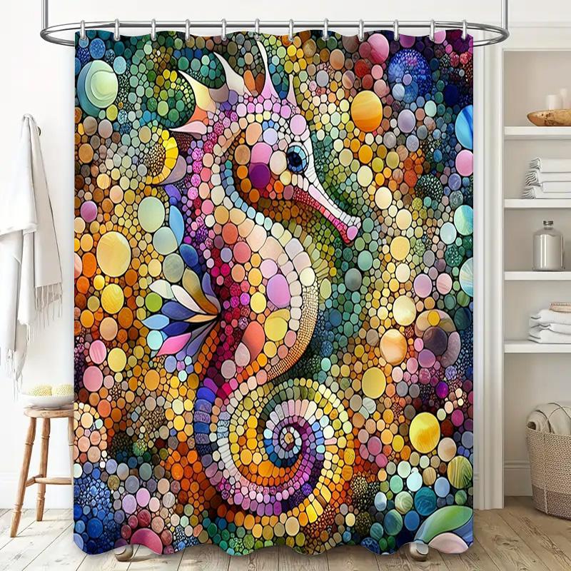 Colorful Fish Pattern Shower Curtain Perfect for Bathroom Decor