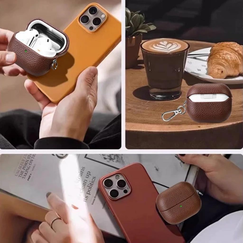 Luxuriöse Retro-Lederhülle für Samsung Galaxy Buds 3 Pro Buds3 Buzz 3 Rutschfeste Drahtlose Bluetooth-Headset-Kopfhörer-Schutzhülle mit Haken-Zubehör