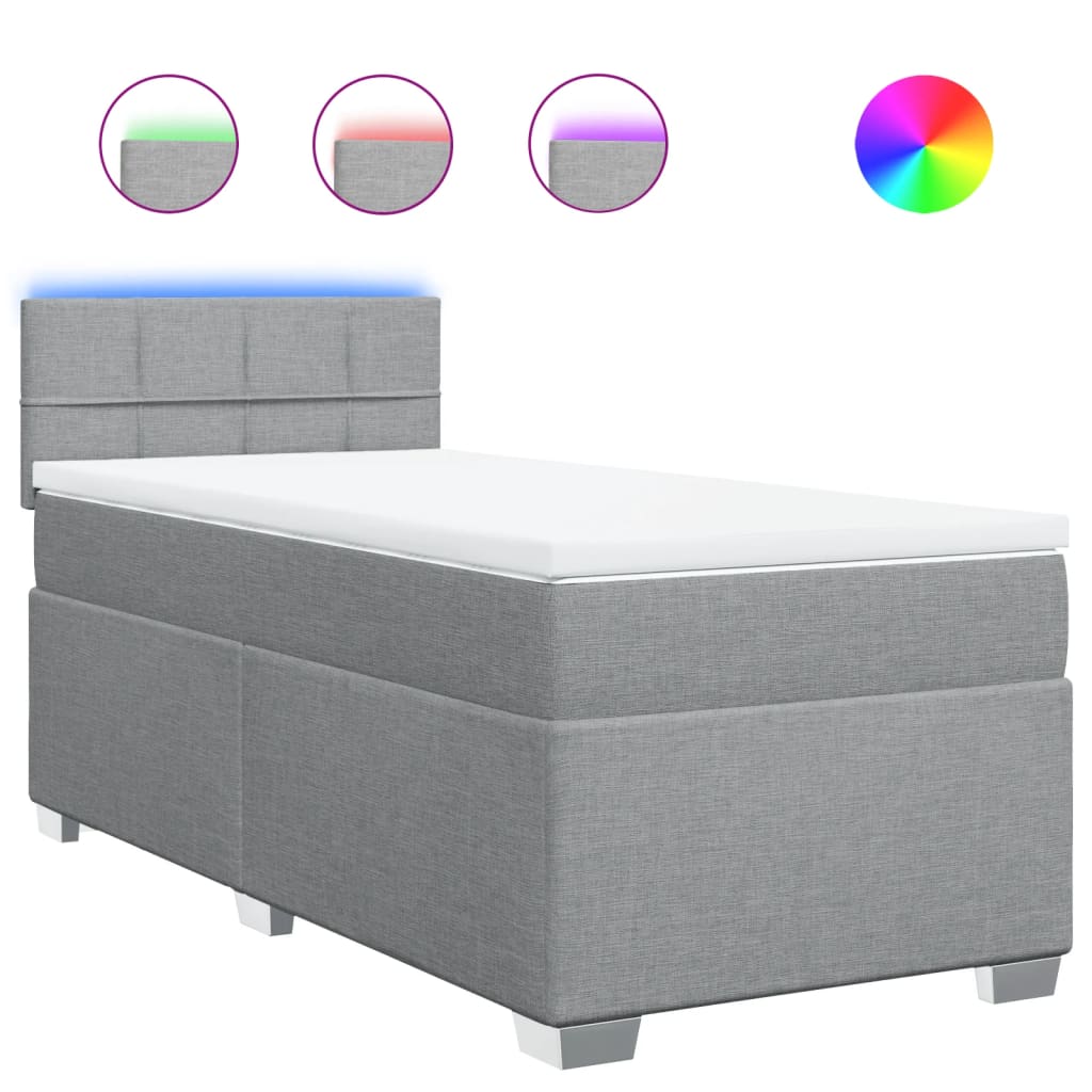 Vidaxl Letto Continentale Con Materasso, Grigio Chiaro, Tessuto, 90X200 Cm