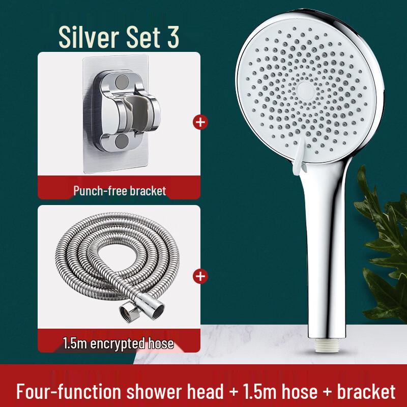 TLXT 12cm Handheld Shower Head Set with Hose and Bracket