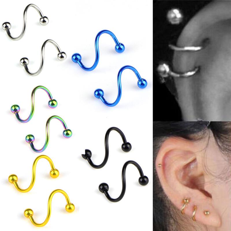 Edelstahl S-förmige Stecker: Bunter Nasen-, Zungen- & Lippenpiercingschmuck