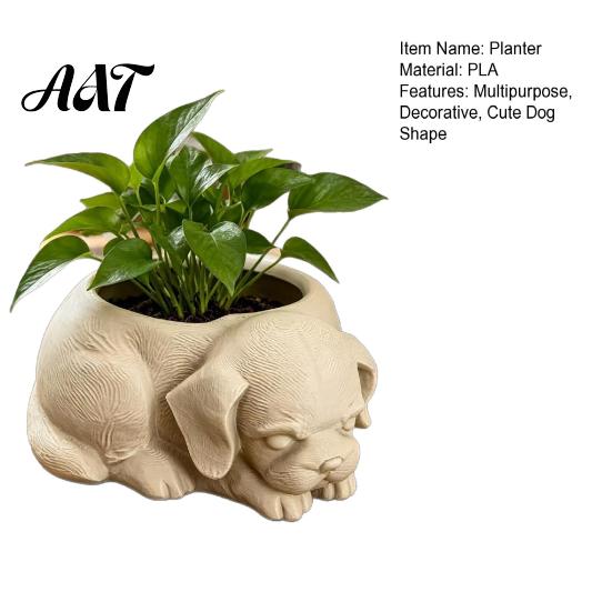 Wide Space Indoor Planter Cute Puppy Planter, 3D Printed Decorative Plant Pot, Unique Pot Dog Shaped for Succulents Home Office Decor Small Holder