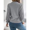 Women's Sweatshirt Casual Solid Colour Openwork Lantern Sleeve Pullover Knit Top