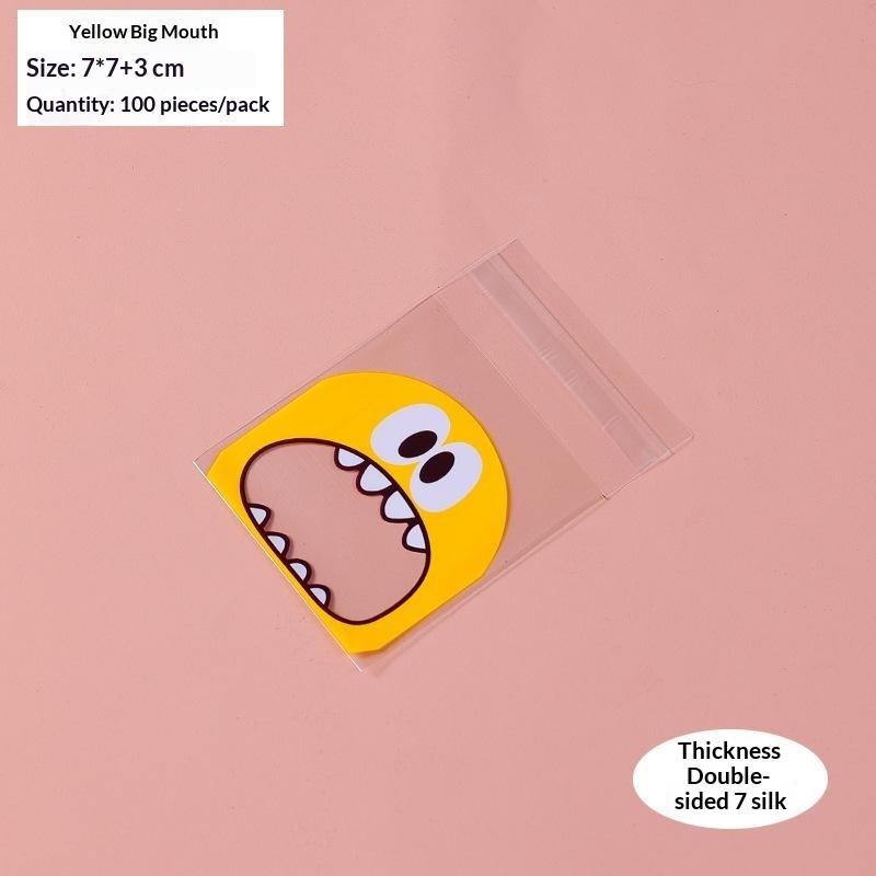 100Pcs Cute Cartoon Monster Cookie Candy Self-Adhesive Plastic Cookie Bags Supplies Christmas Packaging