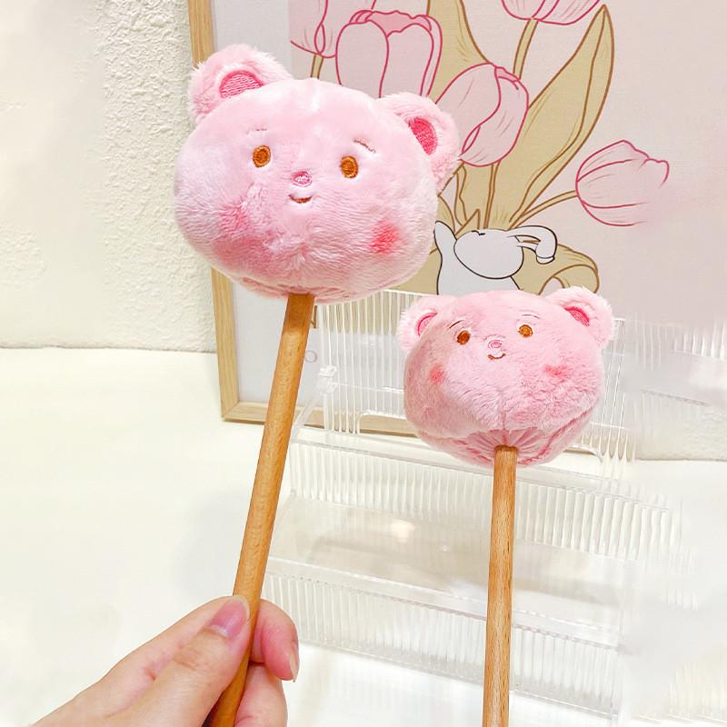 Cream Bear Cartoon Plush Massage Hammer Embroidery Design Suitable Kids For