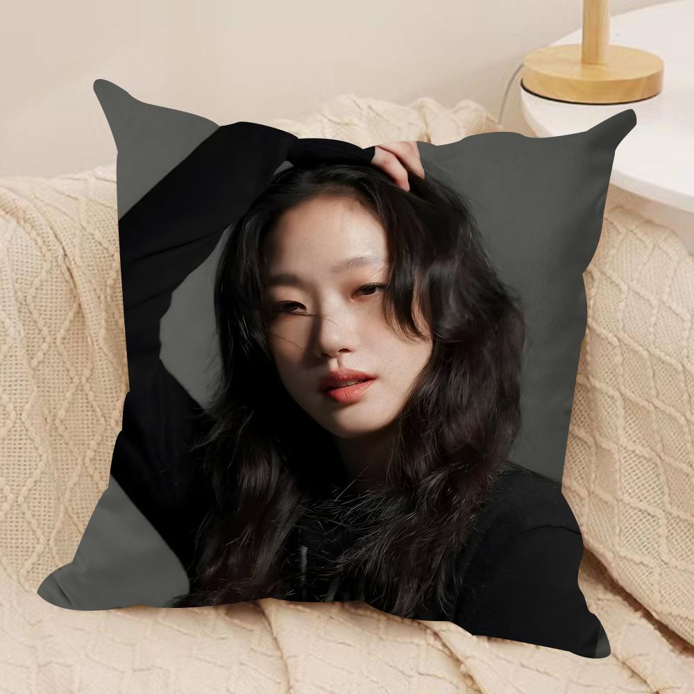 Kim Go Eun Cushion Cover Soft Plush Fabric DoubleSided Printed Sofa Cushion Cover for All Seasons Home Decor Gift
