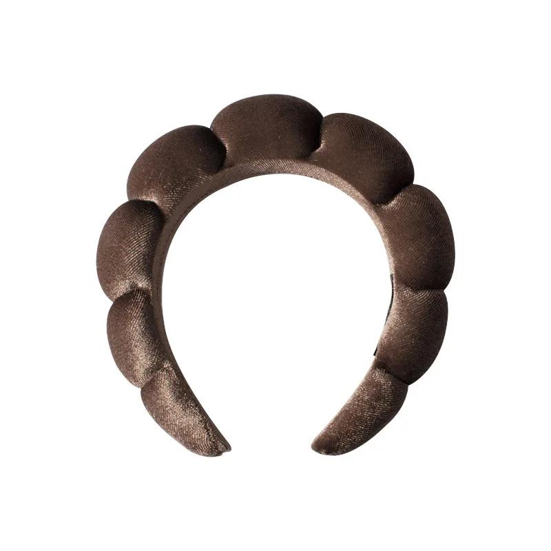 Vintage Velvet Cloud Hair Hoop for Women Girls Sponge Headband Wash Face Wristband Set Spa Bathroom Accessories
