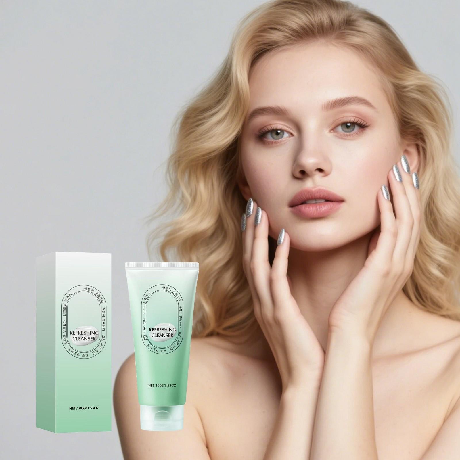 Refreshing Facial Gel, Refreshing Facial Cleanser, Gentle Facial Cleanser, Suitable For All Skin Types One Size зелёный