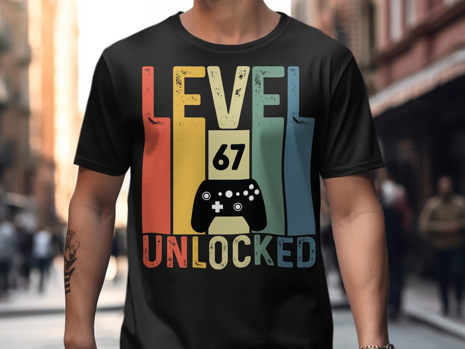 Level 67 Unlocked T-Shirt, Sixty Seven Birthday Tee, Video Gamer Shirt, 67th Birthday Gift, Gaming T-Shirt 2XL