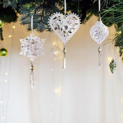 Clear Acrylic Christmas Tree Ornaments Transparent Drop Christmas Decorations Christmas Clear Snowflake Heart Onion Ornaments
