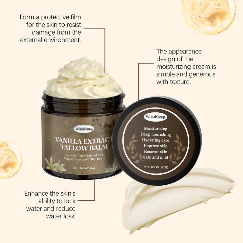 Natural Beef Tallow Skin Moisturizer Cream Deep Nourishing Hydration Repair Dry Rough Skin Gentle Face Body Skincare Balm