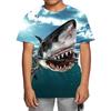 New Shark 3D Digital Print Children's T-Shirt: Short-sleeved, Round-neck, Breathable Summer Sports Top